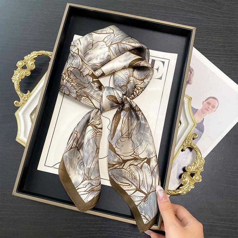 Mulberry Silk Small Square Scarf Women's Versatile Printed Silk Scarf High-end Headband Scarf French Scarf Spring and Summer New