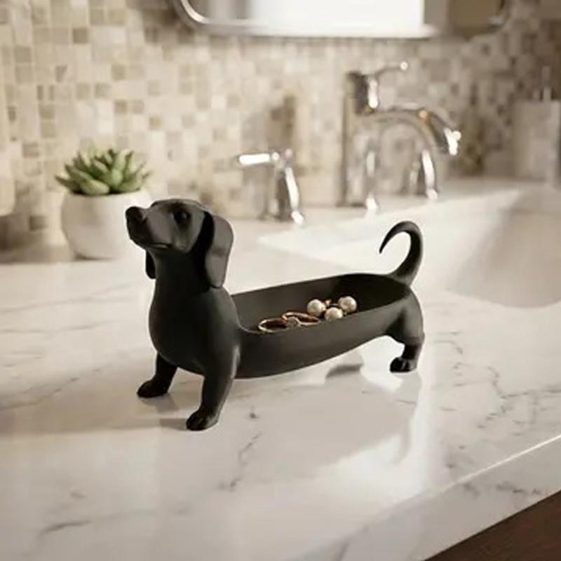 Decorative Sausage Dog Catchall Dish with Open Top Access, 3D Printed Storage Tray for Entryway, Desk, Dresser or Counter