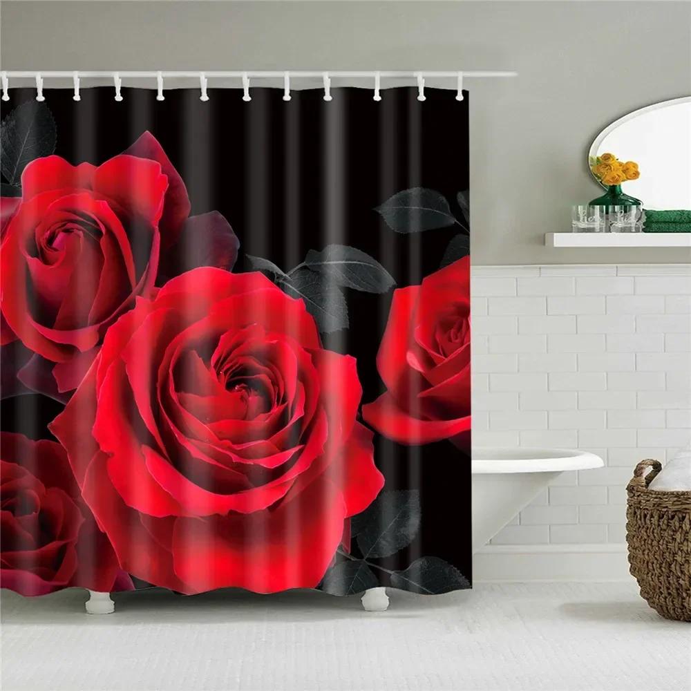 Pink Sunflower Shower Curtain Set Plant Bathroom Decor Home Bathroom Curtain Bathroom Curtain With Hook Cortina De La Ducha