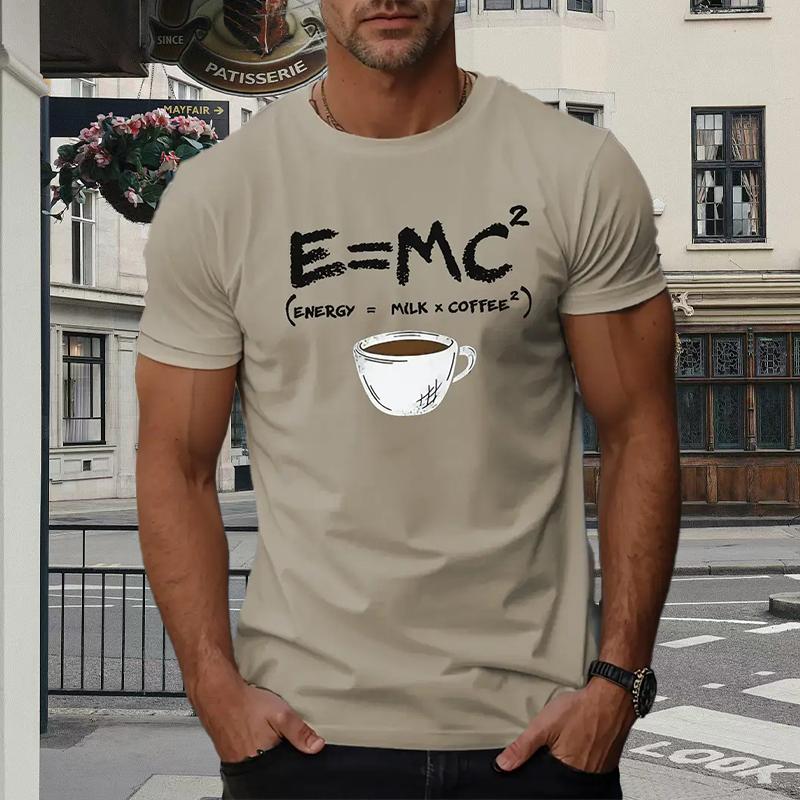 

New Summer Men s Fashion T-shirt Personality Coffee Printed Men s T-shirt Top 8XL коричневий