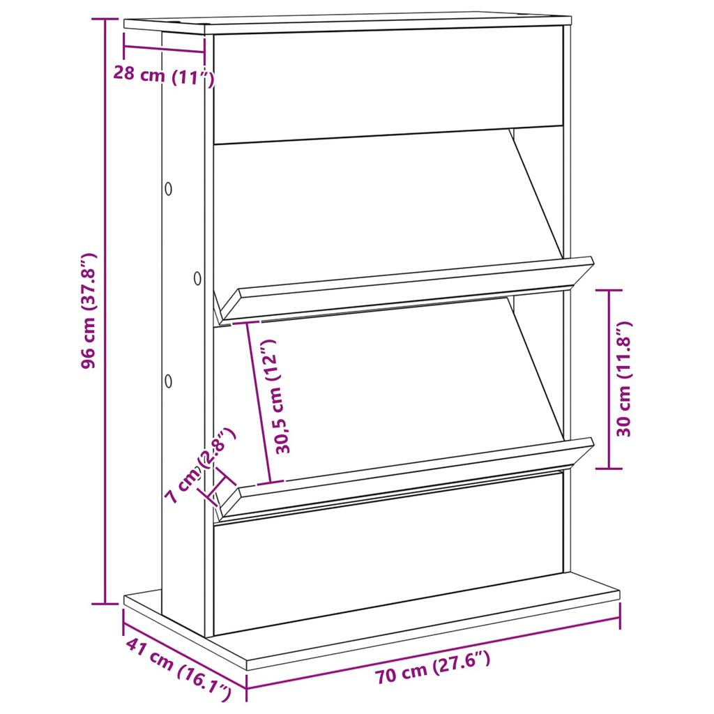 Magazine Rack Sonoma Oak 70 x 41 x 96 cm Engineered Wood