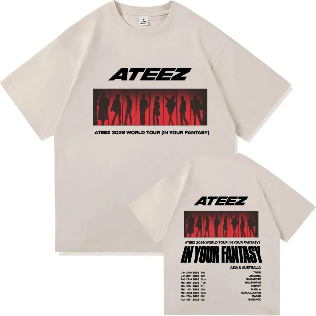 Ateez 2026 World Tour in Your Fantasy 90s Tshrits Mens Women Y2K Oversized High Quality Casual Short Sleeve Tshrit Loose Clothes