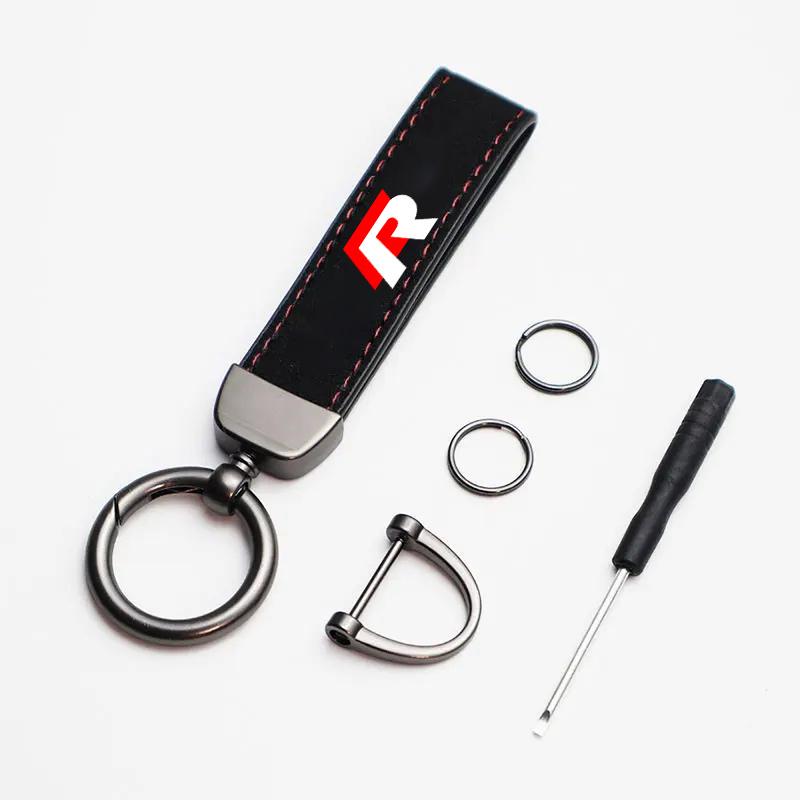 VW 3D Metal/Leather Car Logo Key Chain Keyring Pendant Auto Accessorie For !!Volkswagen VW RLine R Golf Touran ID3 Tiguan Eos Caddy FM7