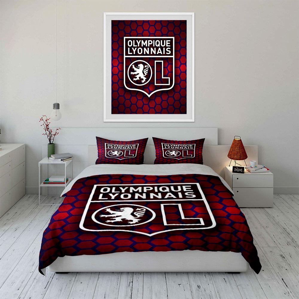 "Olympique Lyonnais Bedding Set" Bedding Duvet Cover Set Duvet Cover Pillowcases (1 * Duvet Cover 2 * Pillowcases, Without Duvet Insert)