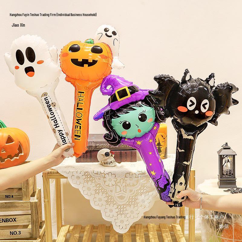 Halloween Pumpkin Lantern Balloons with Handheld Sticks for Party and Kindergarten Decorations