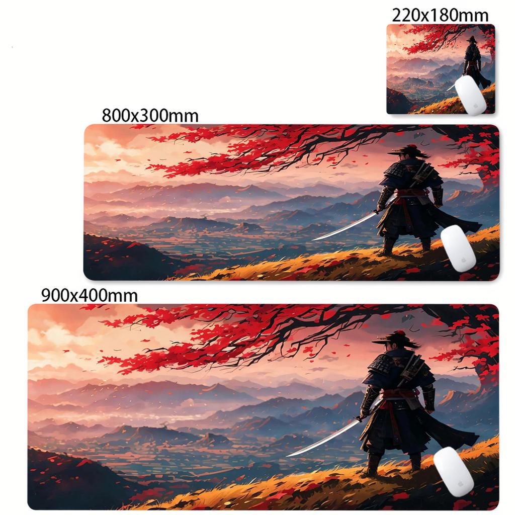 Game Mouse Pad Japanese Samurai Devil Mousepad Black Gamer Desk Mats Esports Mouse Pad Carpet Gaming Accessories Cool Table Mat
