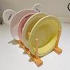 Wooden Flying Saucer Bowl Display Rack for Plates and Pet Bowls