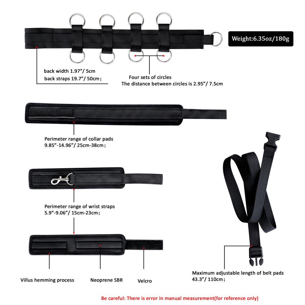 Adult Bondage Restraint Set: Backhand Strap, Handcuffs, Collar - Perfect for Flirty Couples