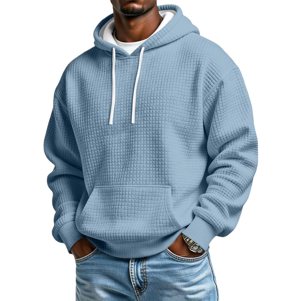 Men's Knit Hooded Sweatshirt Color Casual Winter Pullover