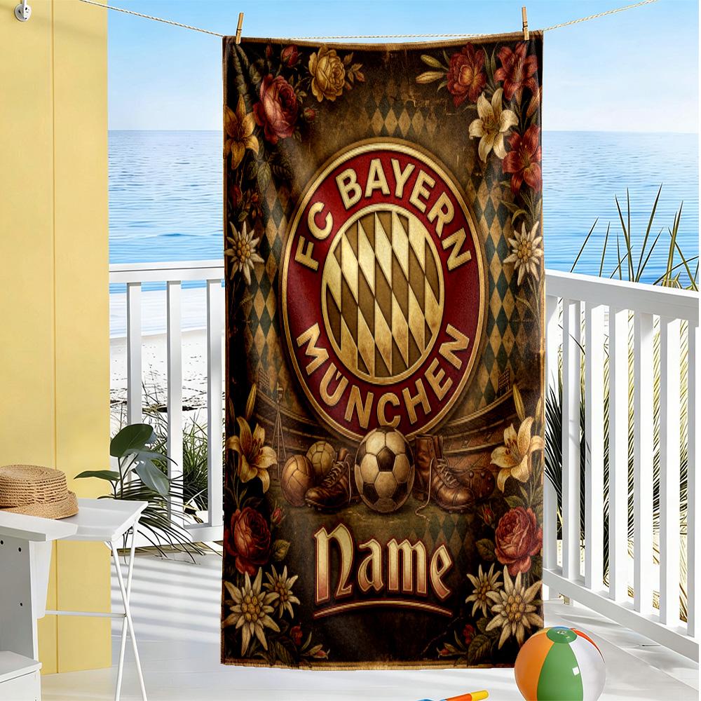 Eagle Glory Bayern Munich Customize Text Beach Towel High Absorbency & Quick-Dry