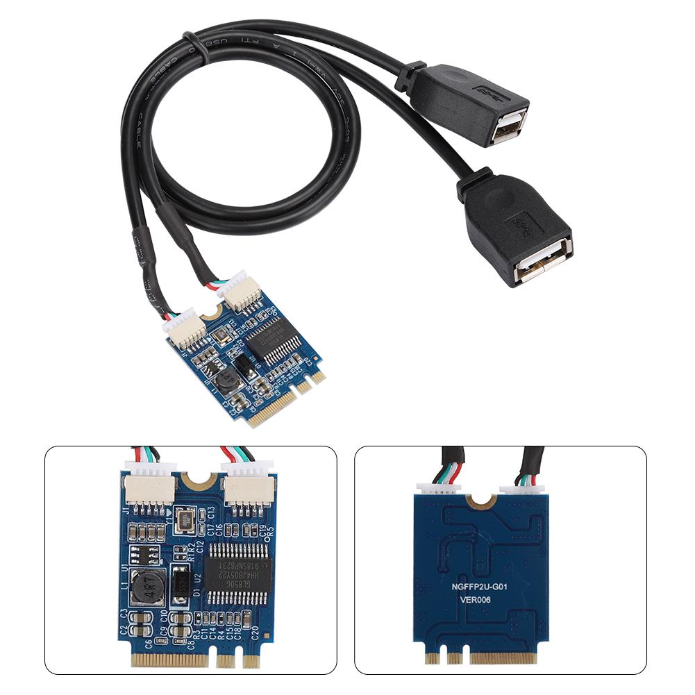 M.2 NGFF To USB Riser Card KEY A E To Double Port USB2.0 Interface Expansion Card Cable Adapter