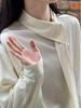 LUXI French Design Silk Tie-Up Collar Elegant Women's Spring Top