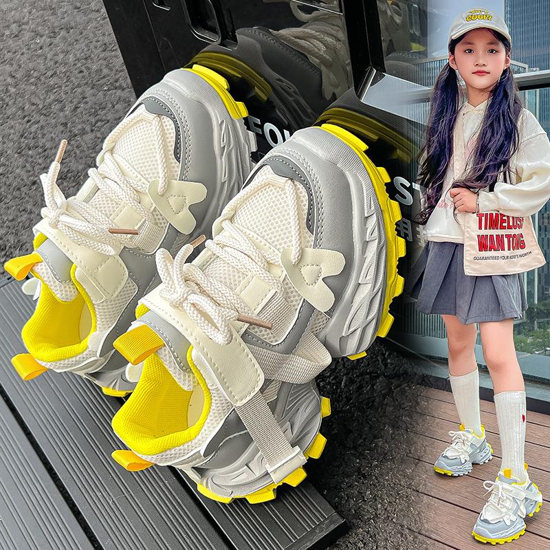 Classmate Girls Sports Shoes 2025 Autumn New Fashion Breathable Dad Shoes Non-slip Children's Shoes Mesh Running Shoes