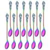 12Pcs Rainbow Color Coffee Tea Stir Spoon Long Handle Ice Cream Dessert Spoons Luxury Stainless Steel Tableware Kitchen Supplies