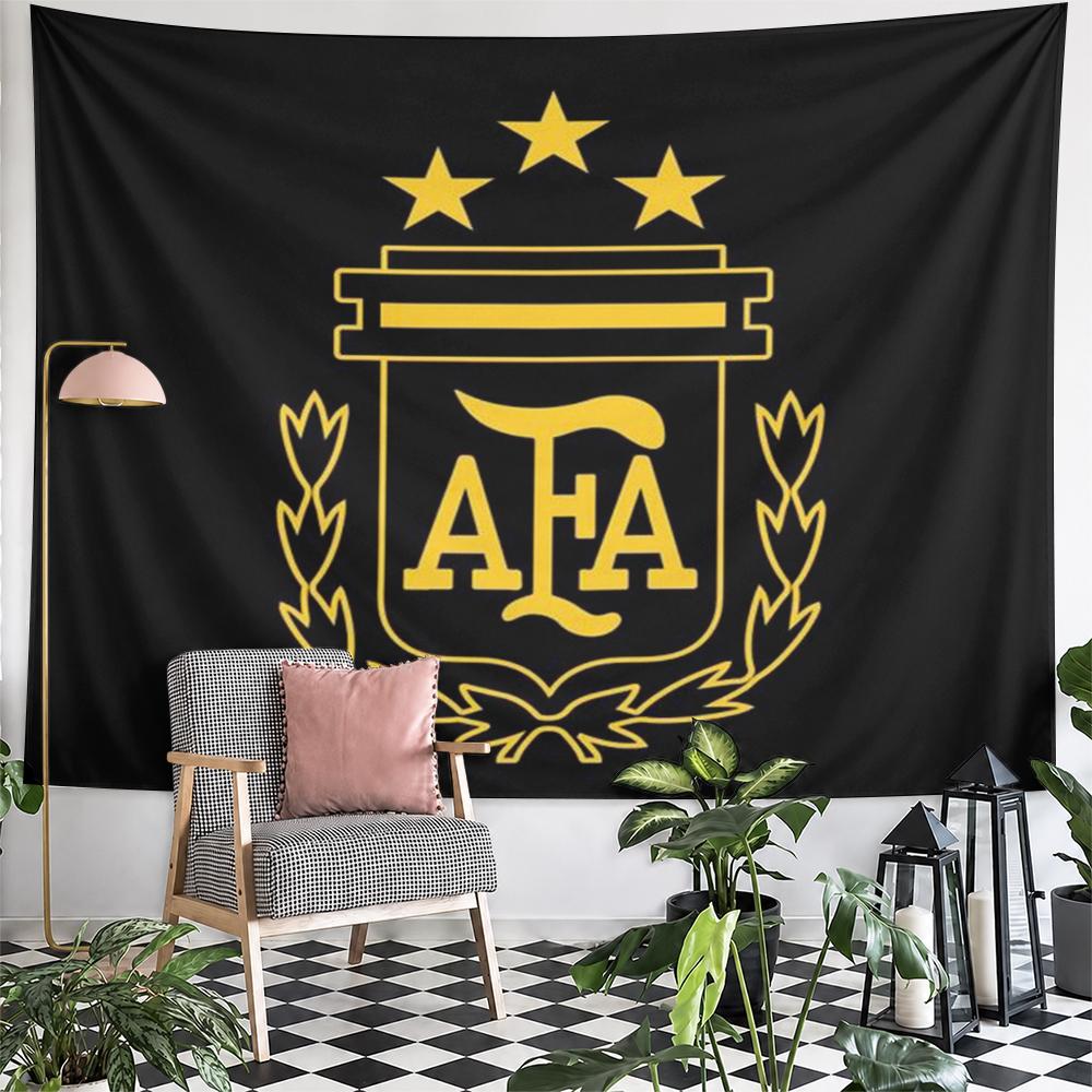 Gold AFA Logo with Three Stars On Black Background Patterned Tapestry for Bedroom and Living Room Home Decor Sofas