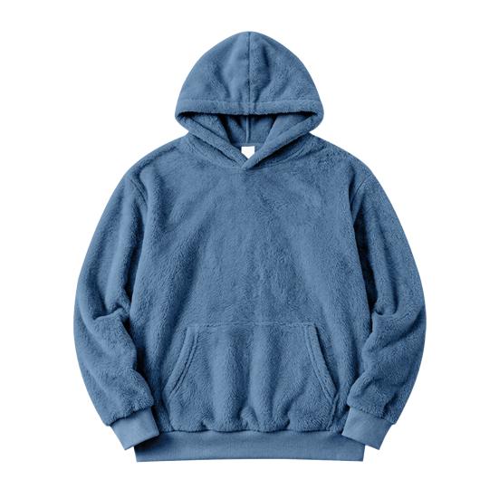 Codzienna Casualowa Streetwear Męska Pluszowa Bluza z Kapturem, Polarowy Pulower Teddy z Kieszenią Kangurką, Luźny Top z Kieszenią, Miękki Ciepły Zimowy Sweter