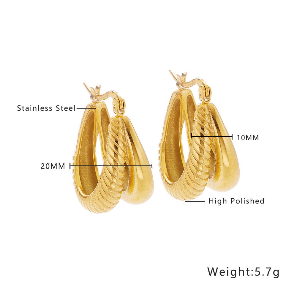 18K Gold Geometric Twisted Cable Earrings In Titanium Steel for Women