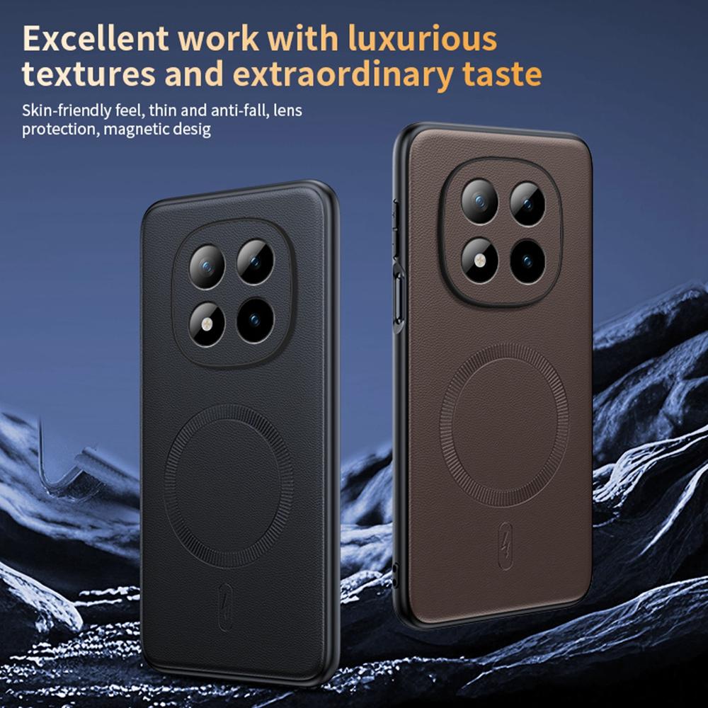 Für Xiaomi Redmi Note 15 Pro 4G (Global) Magnetische Hülle Lederbeschichtete TPU + PC Handyhülle