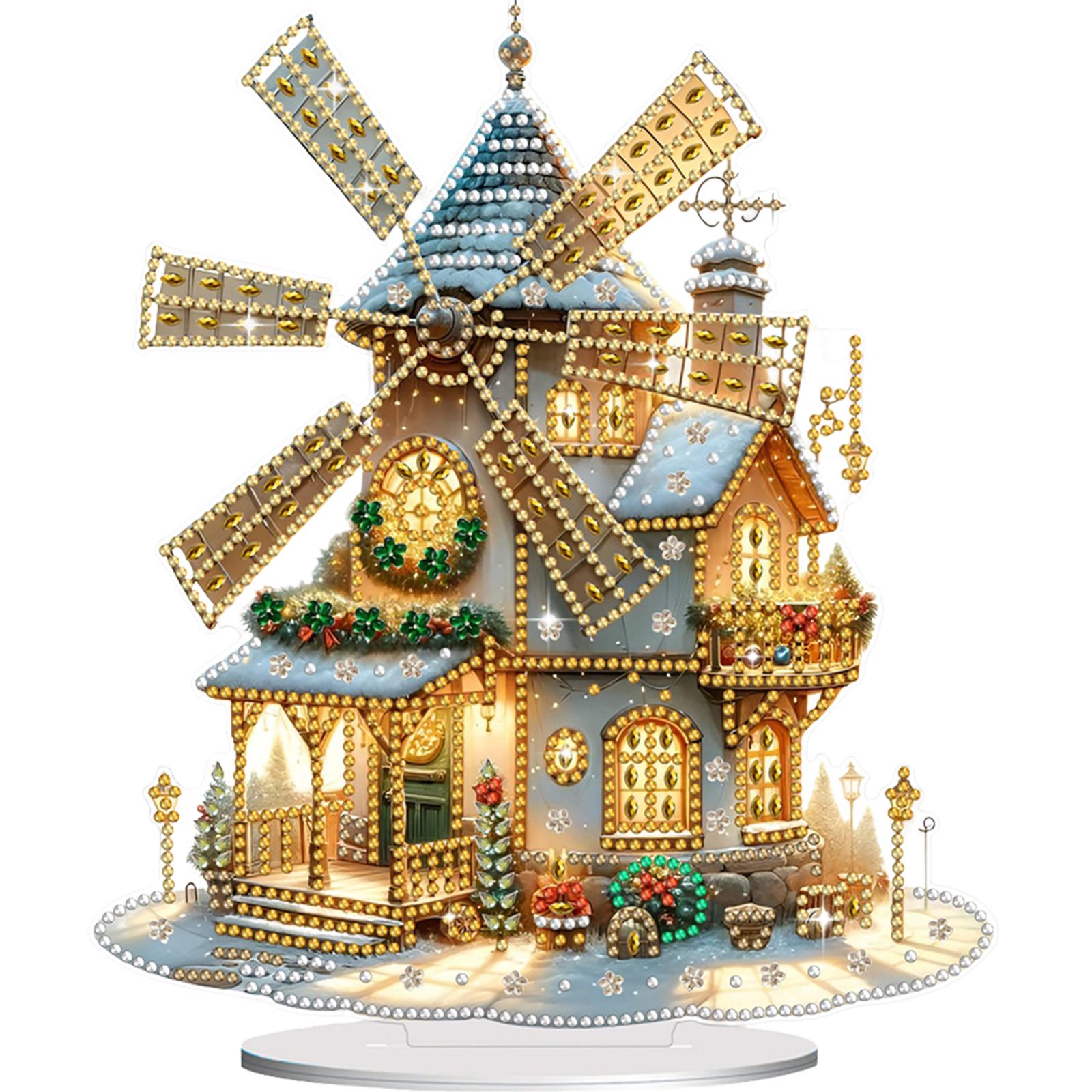 

2D Flat Print Winter Christmas House DIY Desktop Diamond Art Kits 5D DIY Diamond Art Tabletop Decorations for Adults Beginner