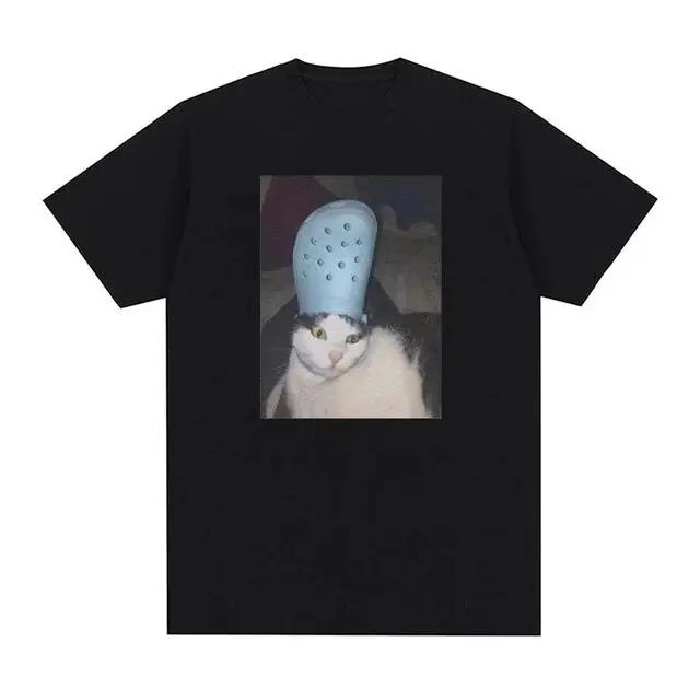 Funny Meme Cat Print Graphic T Shirt Men's Women Vintage High Quality Fashion T-shirts Tops O-Neck Oversized T-shirt