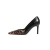 Sexy Silk Leopard Print Cm Not Tired Feet High Heels New Leather Temperament Splicing Single Shoes Thin Heels Women