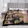 Pedro Pascal Vintage 90s Style Blanket Flannel  Winter  Warm Throw Blankets for Sofa Outdoor Bedspreads