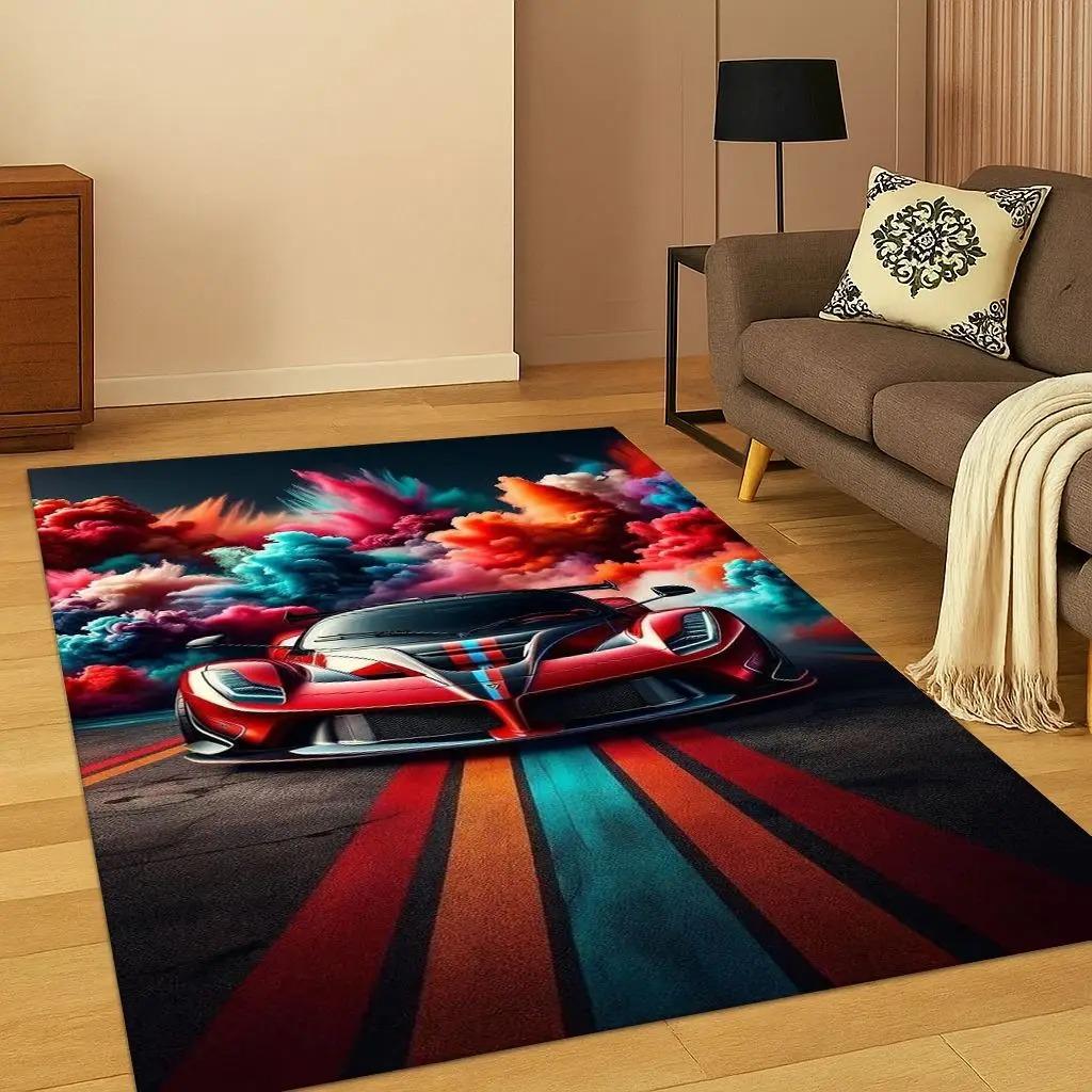 Sports Car Racing Car Carpet Rug for Playroom Living Room Bedroom Home  Kitchen Doormat Decor Bedroom Decor Rugs for Carpets Mat