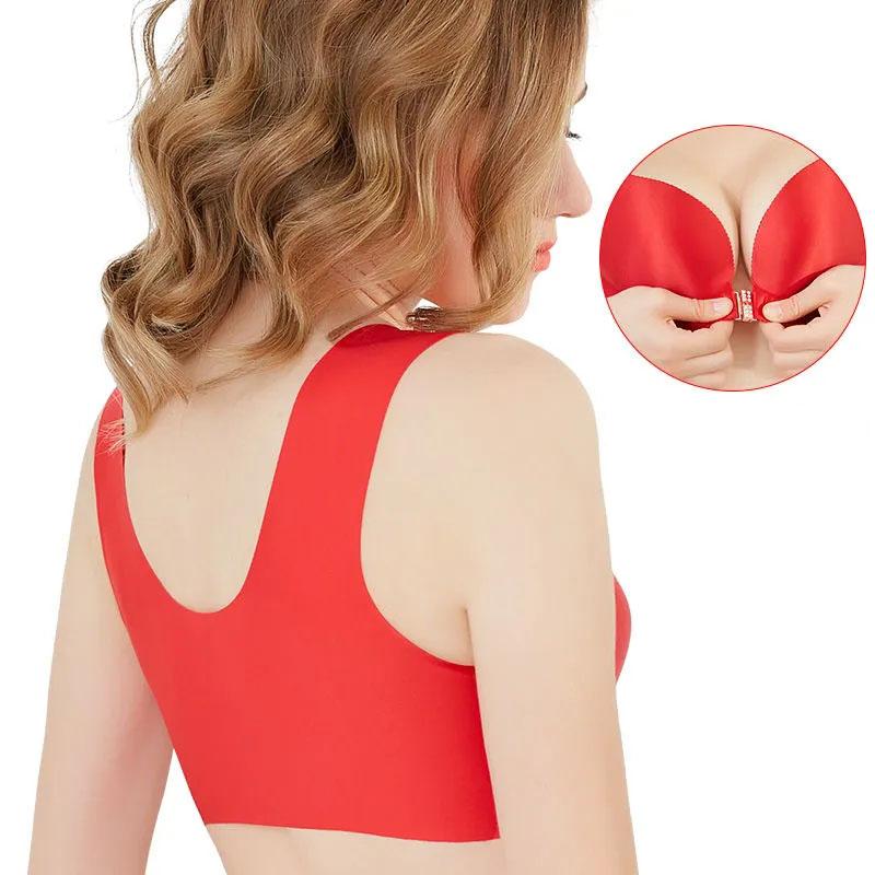 Underwear Seamless Thin Buckle Front Women Gather No Steel Ring Antisagging Sports Sleep Vest Bra