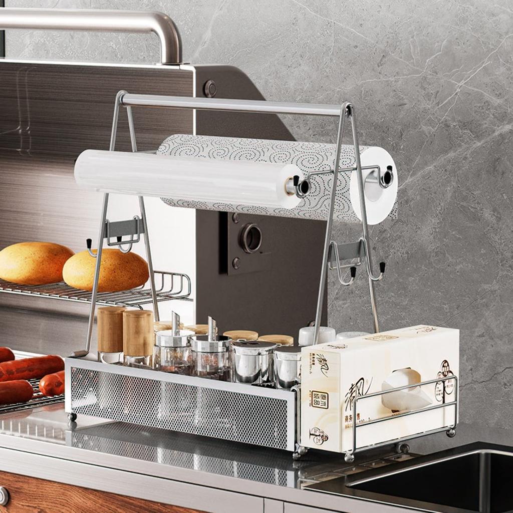 Outdoor Barbecue Rack Seasoning Rack Countertop Soy Bottle Seasoning Paper Towel Plate Storage Rack Supplies