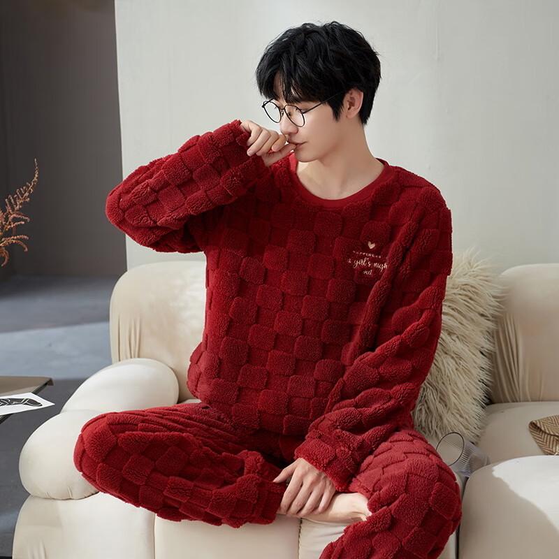 Муцинцин Цзяоцаймэн Мужская коралловая фланелевая домашняя одежда Пижама L