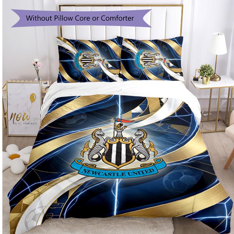 Set Lenzuola Stampato Newcastle United Football 3 Pezzi, Comodo Set Copripiumino per Camera da Letto Amico della Pelle