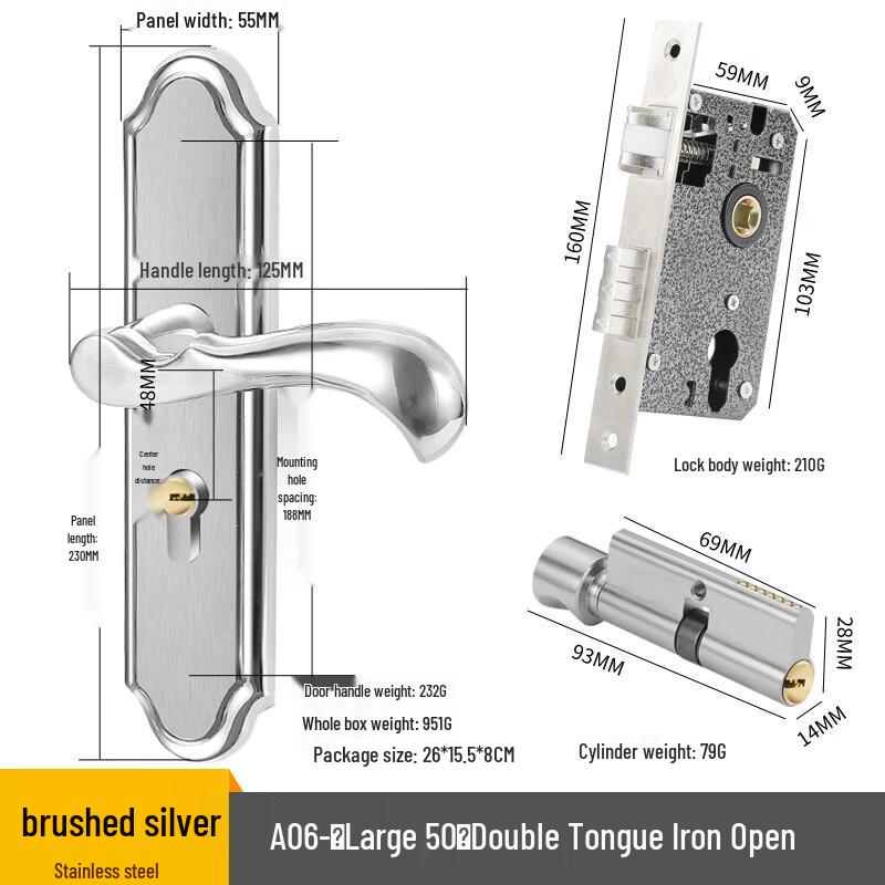 304 Stainless Steel Lever Handle Door Lock