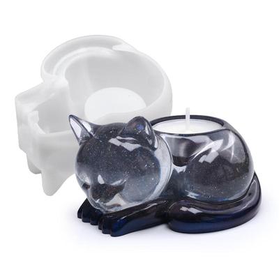 Schlafende Katze Gedenk-Silikonform für Harz Katzenkerzenhalter Tier-Andenken Beileidsgeschenk