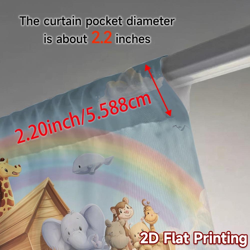 Set Of 2 Modern Flat Printing Curtains Without Rod Rainbow Ark Minimalist Fabric Outdoor Decorations Curtain Made Polyester
