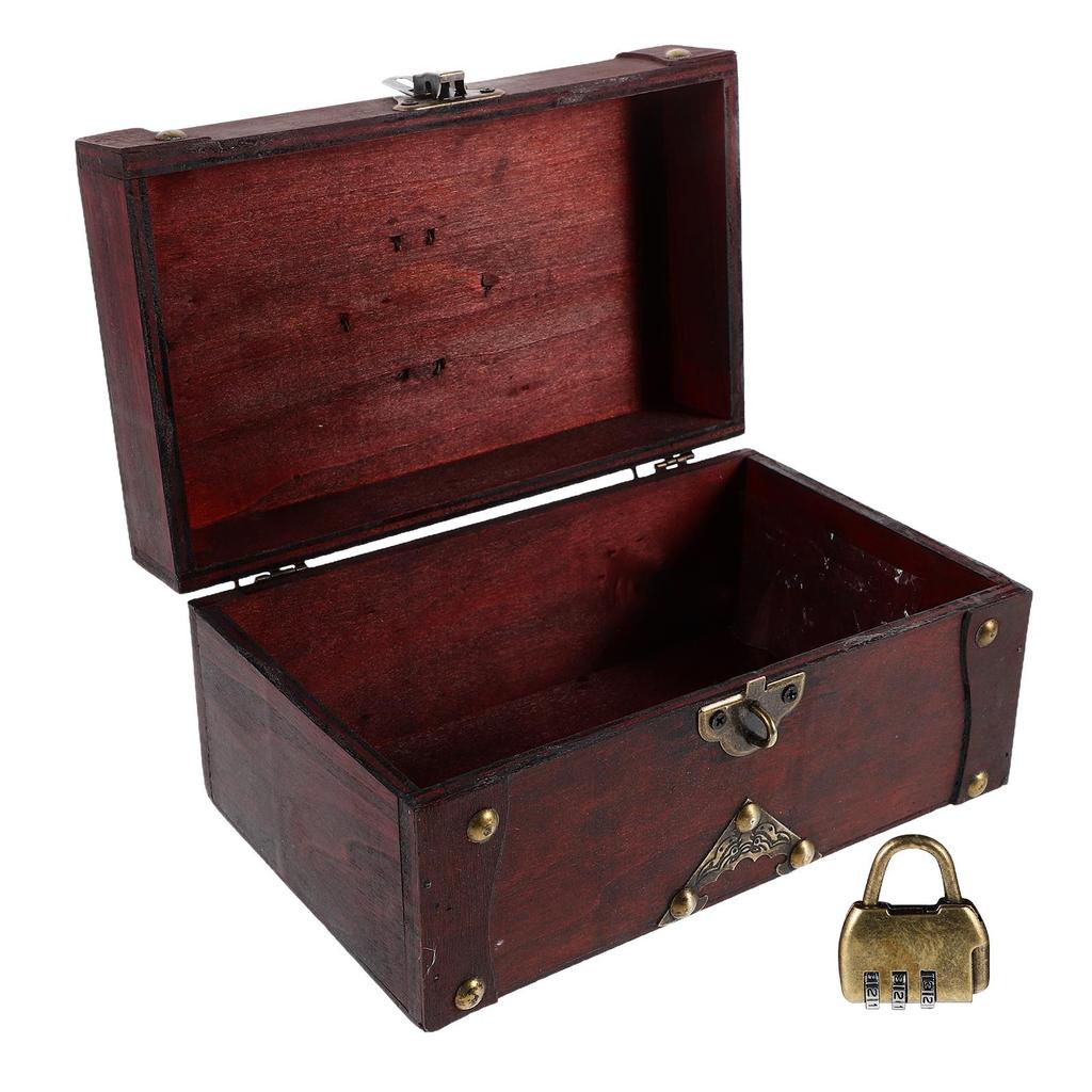 Schmuckschatulle Quadratisch Used-Look Aufbewahrungstruhe Holzkiste Mini-Organizer Schatzkiste Geschenke