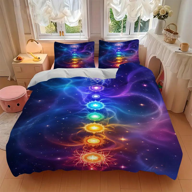 3Pcs Chakra Balance Printed Bedding Set, Breathable And Soft,(Includes 1 Duvet Cover And 2 Pillowcases, Quilt Not Included) Yy250815208