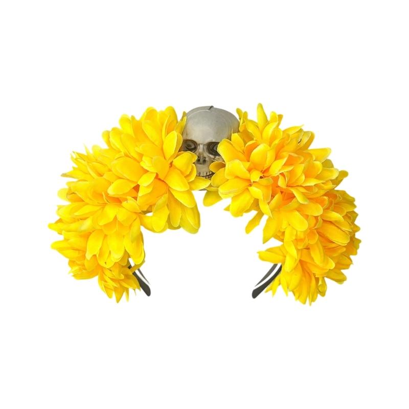 

Spiders Flower Hairband Soft Fabric Comfortable Day of the Death Hairband for Halloween Parties Costume Event Daily Wear