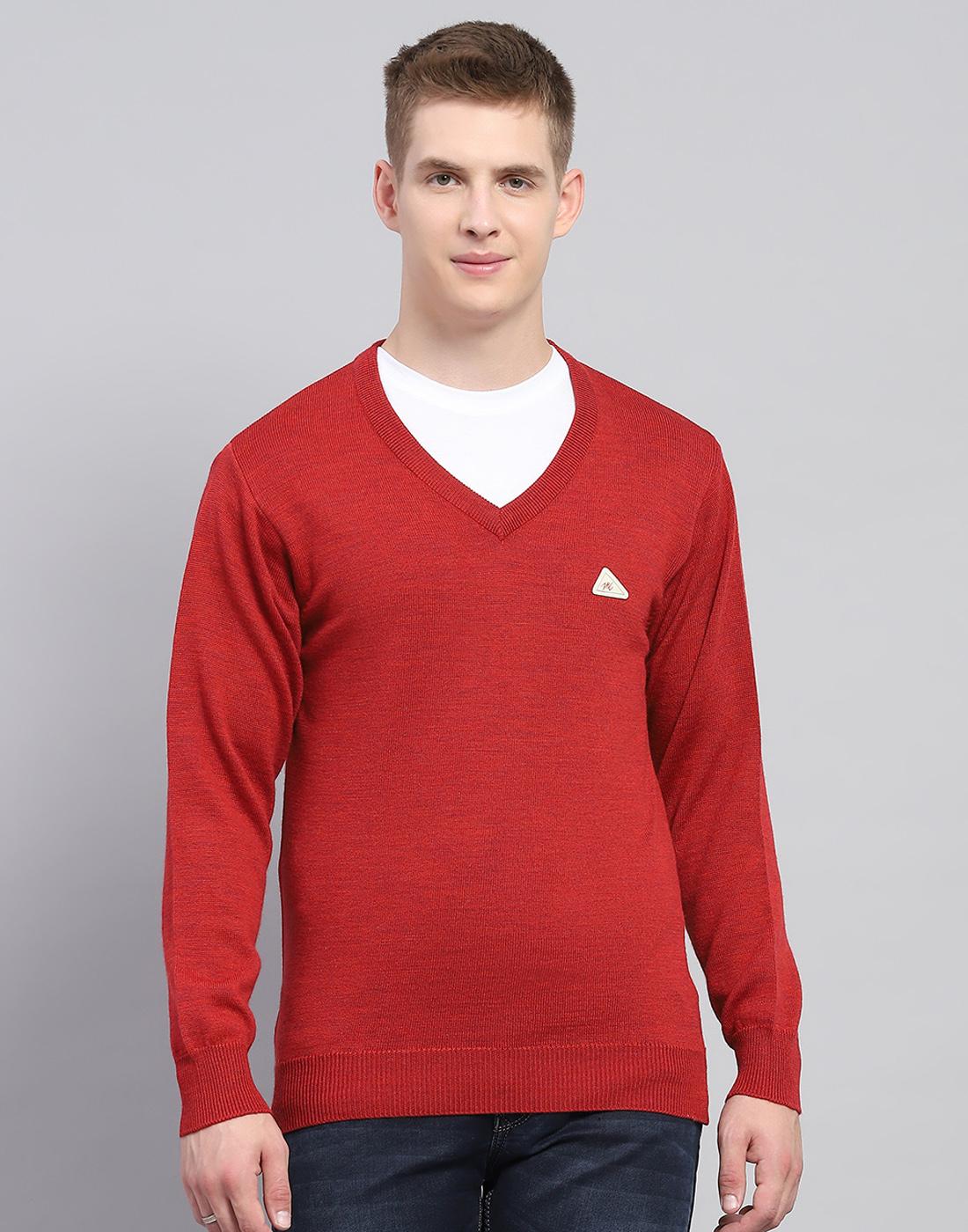 

Monte Carlo Mens Solid Maroon V Neck Full Sleeve Pullover XXL малиновый