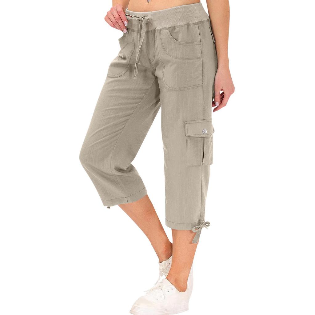 Womens Cargo Capris With 6 Pockets Lightweight Quick Dry Outdoor Travel Casual Comfy Summer Pants