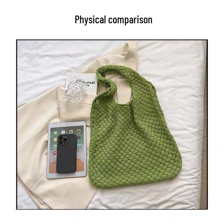 Retro Knitted Wool Tote Bag - Women's Handmade Shoulder Handbag