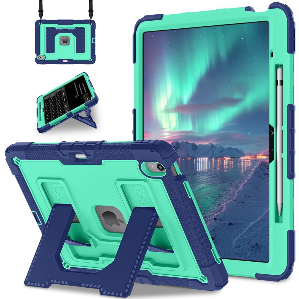 Heavy Duty Shockproof Case for iPad Air 13 11 M4/3/2 Air 4 5 Mini 6 A17 Pro Rugged Protective Cover with Pen Holder/Kickstand