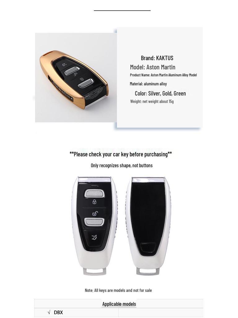 KAKTUS Cashu Car Key Case for Aston Martin DBX - Protective Shell Cover with Buckle