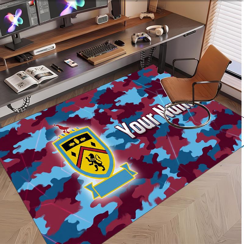 Tappeto in Velluto di Cristallo Personalizzato con Motivo Calcio Burnley Tappetino Antiscivolo per Pavimento