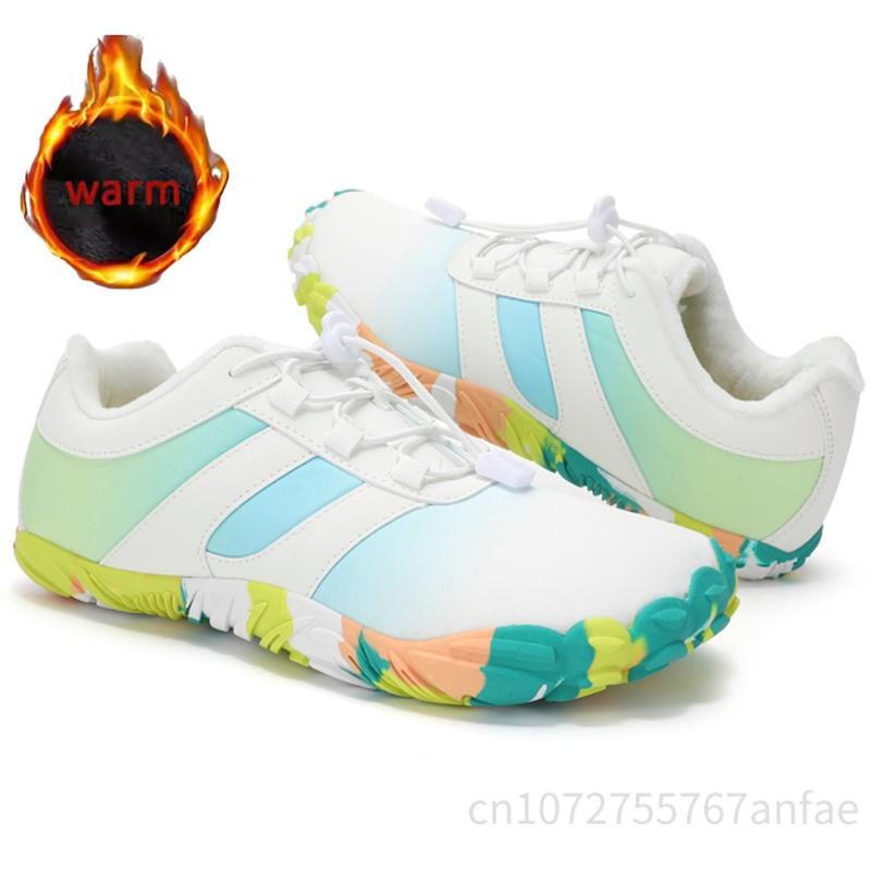 New Outdoor Trekking Cotton Shoes Barefoot Cotton Shoes Waterproof Lightweight Non Slip Five Finger Walking Shoes Thickened Warm