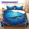 UnderwaterWorld Pattern Bedding Quilt Set Quilt Cover Pillowcase Home Decoration Birthday Gift (1 * Duvet Cover + 2 * Pillowcase, Without Core)