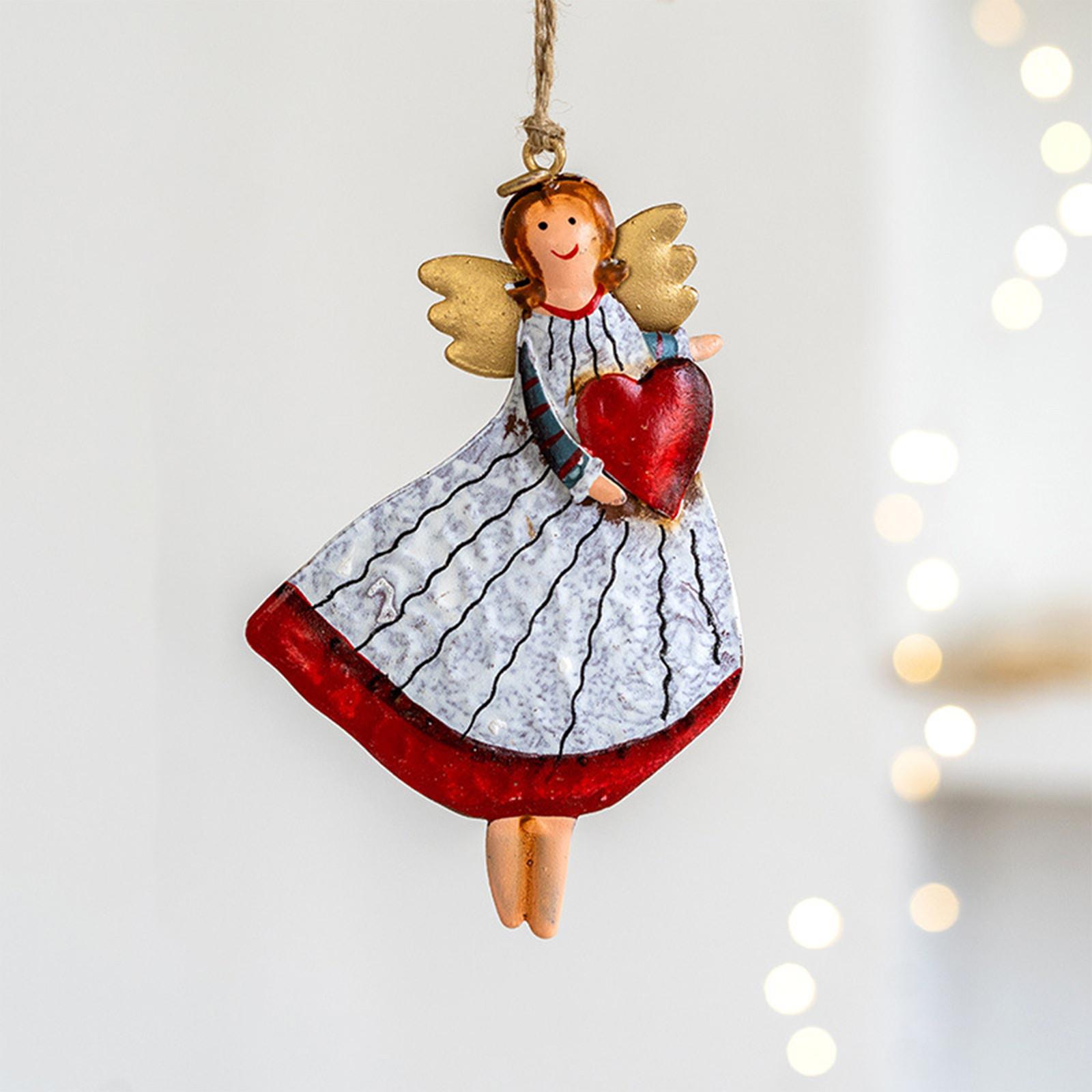 

Retro Iron Art Christmas Angel Decoration Set, Angels Santa Christmas Tree Hanging Ornament, Christmas Tree Angel Souvenir One Size белый