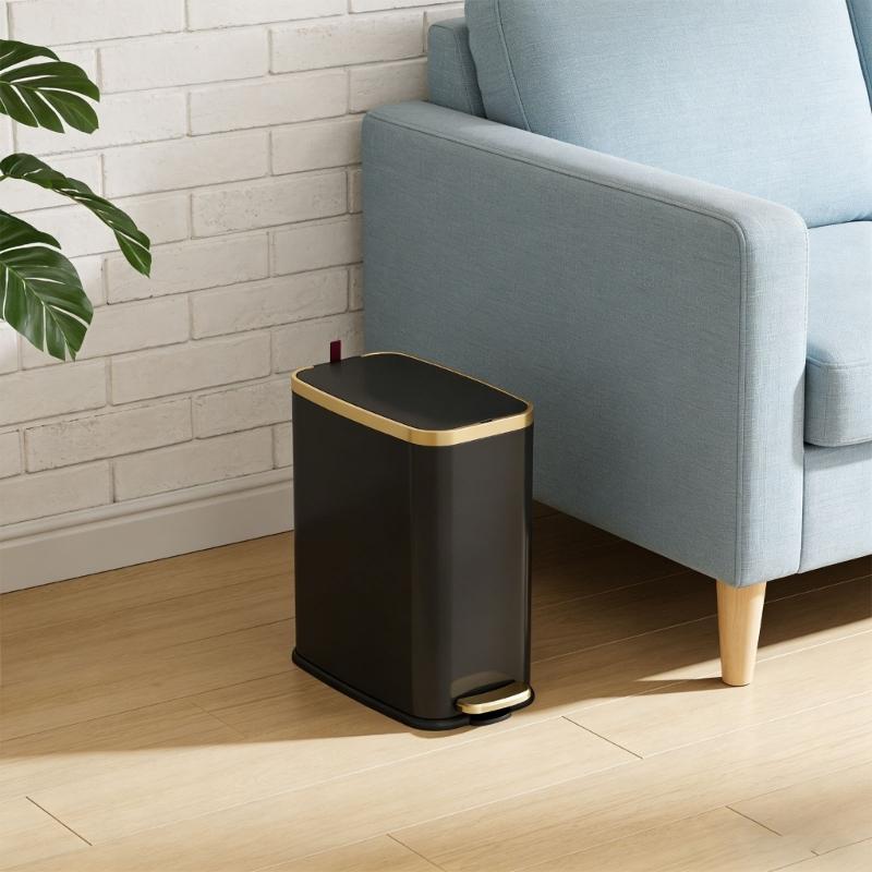 Easy Clean Trash Can Food Grade Stainless Steel Including Quiet Close Lid and Foot Pedal Operations