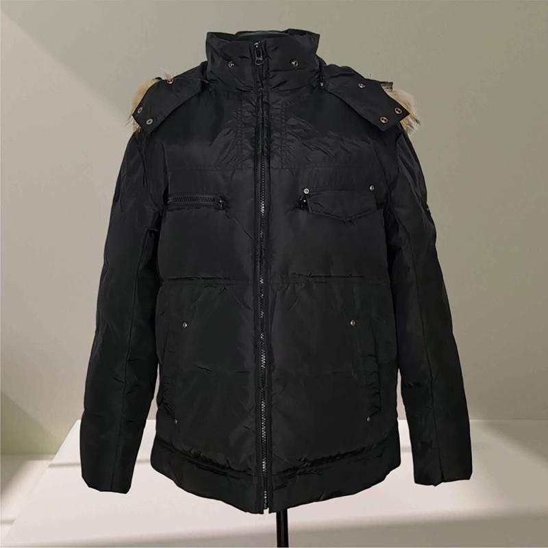 Erkekler Aşağı Ceket Kış Sıcak Aşağı Palto 80% Beyaz Ördek Aşağı Gerçek Rakun Kürk Kış Erkek Mont Siyah