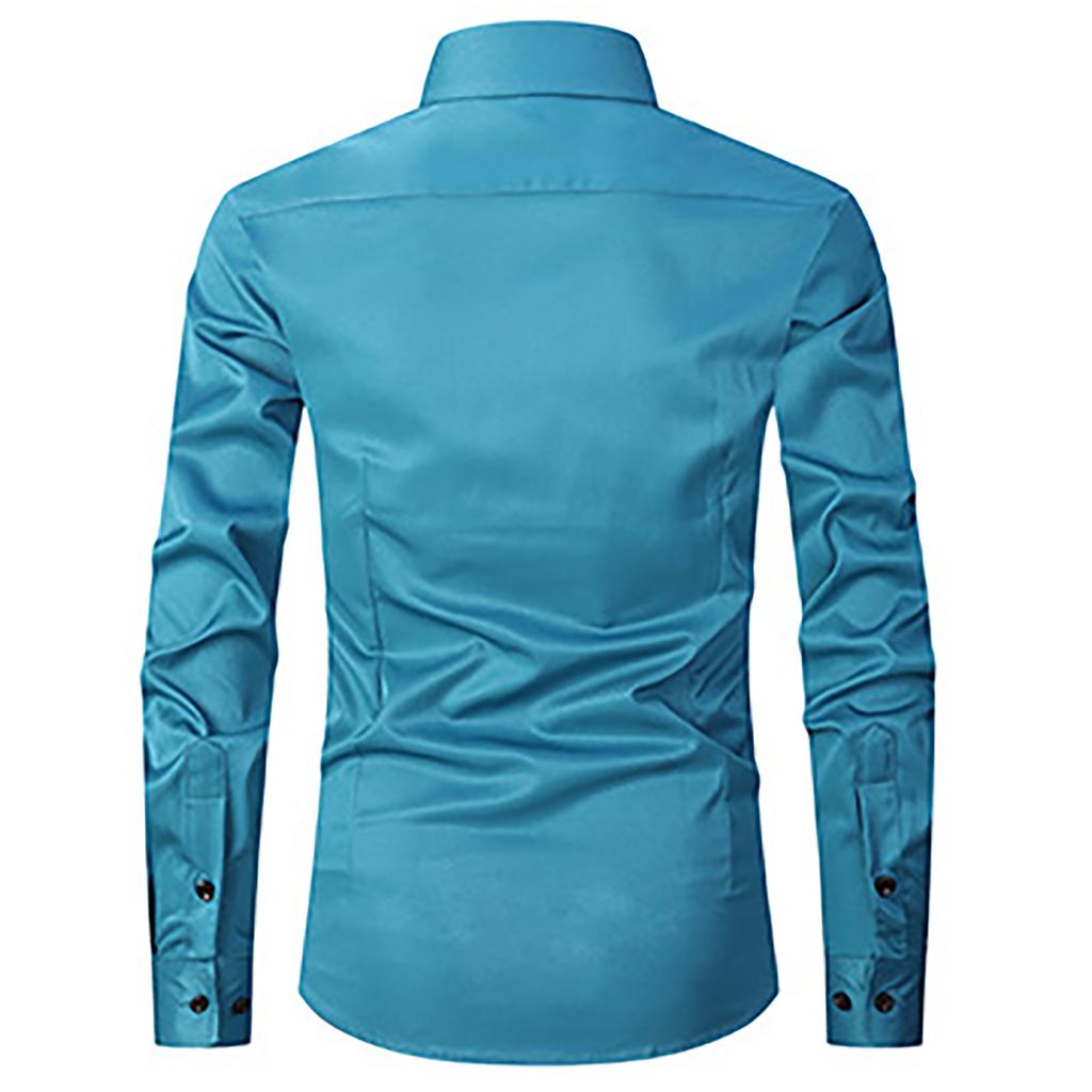 Men's Spring And Business Casual Lapel Long Sleeve Shirt