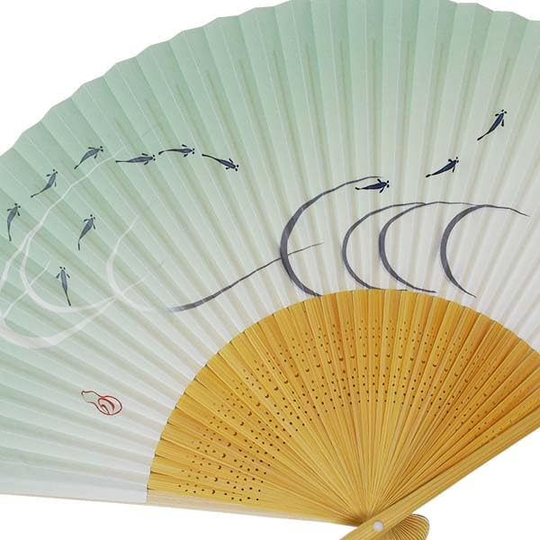 Kimono Folding White Bamboo with Carved Height [Stylish Iroha] Men's Fan, Design, Scented, 22.5cm